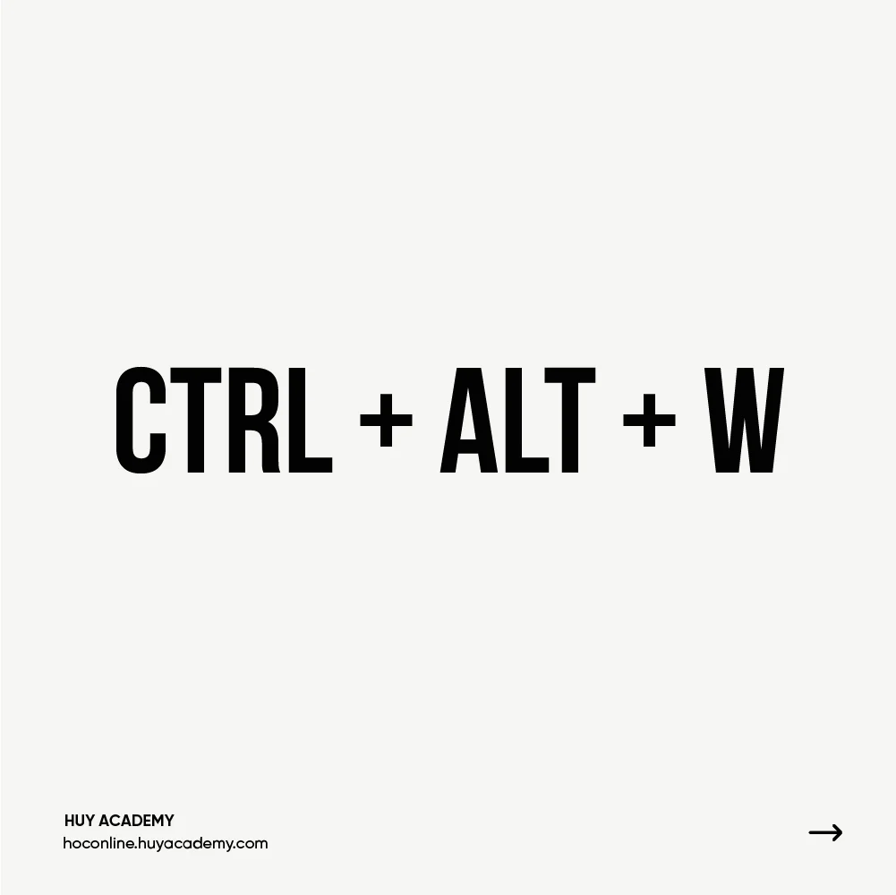 Ctrl + Alt + W: Đóng tất cả các tài liệu đang mở trong Photoshop